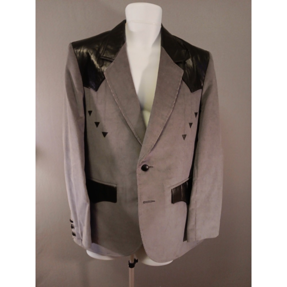 70s Pioneer Wear Vintage 36R Rockabilly Western Jacket Blazer Men Gray/Black USA